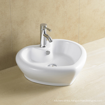 High Quality White New Countertop Heart Shaped Sink